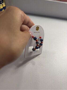 Blue and Red Beaded Hoop Earrings - true to form